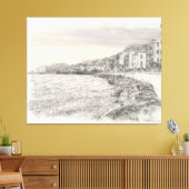 Toile Naples cityscape sketch along beautiful bay coastl (Insitu(Salon))