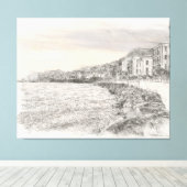 Toile Naples cityscape sketch along beautiful bay coastl (Insitu (Plancher de Bois))