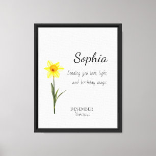 Toile Narcisse de Décembre Anniversaire Personnalisé