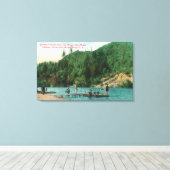 Toile Natation à proximité du quai sur la rivière russe (Insitu (Plancher de Bois))