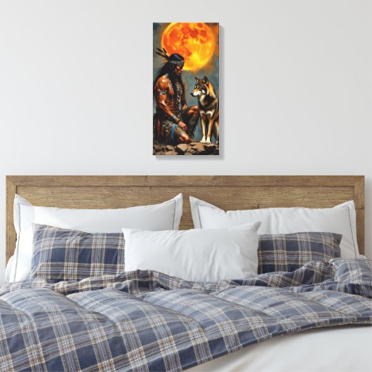 Toile Native American and Wolf (Insitu(Chambre))