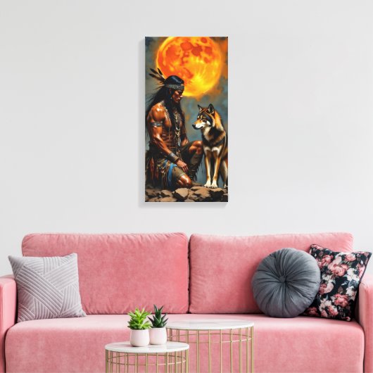 Toile Native American and Wolf (Insitu(Salon))