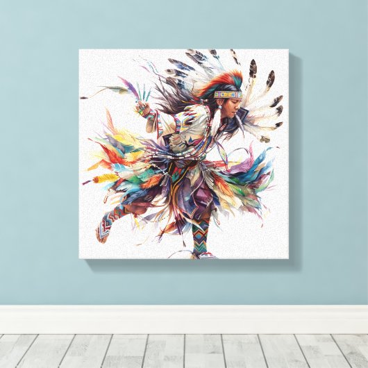Toile Native American Dancer Stretched Canvas Print (Insitu (Plancher de Bois))