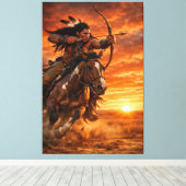 Toile Native American Warrior Galloping Horse at Sunset (Insitu (Plancher de Bois))