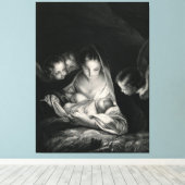 Toile Nativité Jésus Vierge Marie Anges Noir Blanc (Insitu (Plancher de Bois))