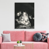 Toile Nativité Jésus Vierge Marie Anges Noir Blanc (Insitu(Salon))