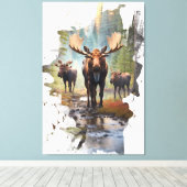 Toile *~* Nature AP49 MOOSE Artsy Forest Cottage (Insitu (Plancher de Bois))