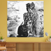 Toile Nature Lady Canvas Imprimer Peinture noir blanc (Insitu(Salon))