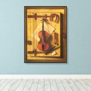 Toile Nature morte au violon et partitions de William Ha