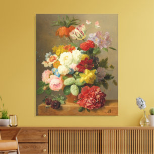 Toile Nature morte avec roses et pivoines - Bloemers A.