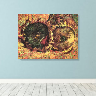 Toile Nature morte Deux tournesols coupés par Vincent va