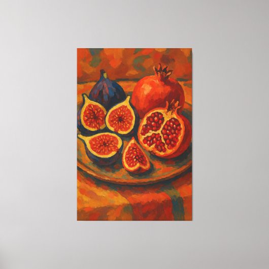 Toile Nature morte impressionniste de figue et de grenad (Recto)