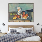 Toile Nature morte, Pot à lait et fruits sur une table, (Insitu(Chambre))