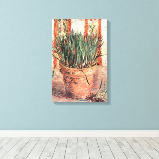 Toile Nature morte Pot de fleurs avec ciboulette par Vin (Insitu (Plancher de Bois))