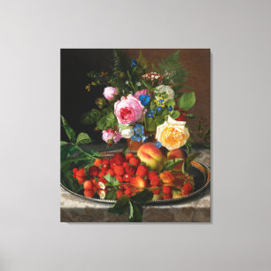 Toile Nature morte Roses et Fraises par Otto Ottesen