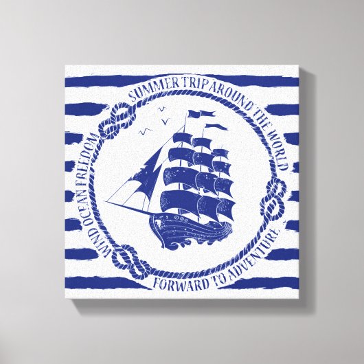 Toile Nautical Emblem With Sailing Ship (Recto)