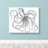 Toile Nautical steampunk octopus vintage kraken drawing (Insitu (Plancher de Bois))