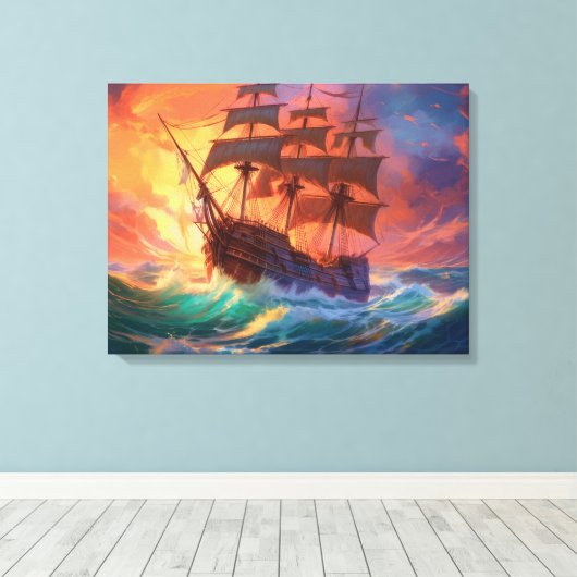 Toile Navire À Voile Sur Une Mer Tempérée (Insitu (Plancher de Bois))