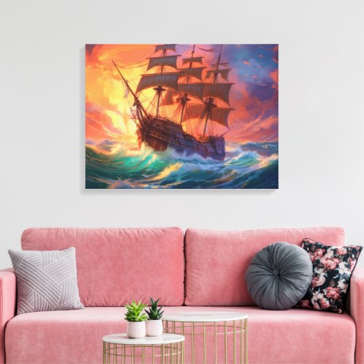 Toile Navire À Voile Sur Une Mer Tempérée (Insitu(Salon))