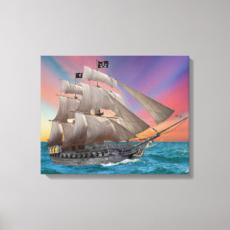 TOILE NAVIRE PIRATE DE BARBE-NOIRE