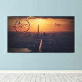 Toile Navires Aliens au-dessus du paysage de l'Imaginair (Insitu (Plancher de Bois))