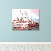 Toile "Navires maqués au coucher du soleil" (Insitu (Plancher de Bois))
