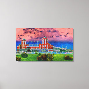 Toile Navy Pier Chicago 1920's Watercolor Art Windy City