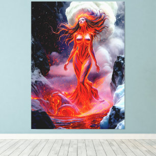 Toile "Né de l'enfer" - Portrait de femme volcanique