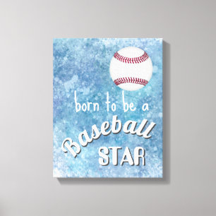 Toile né être une étoile de baseball texte bleu aquarell
