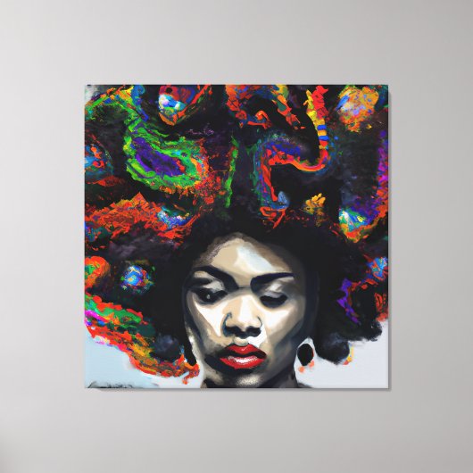 Toile Ne touchez pas mes cheveux Black Melanin Afro Quee (Recto)