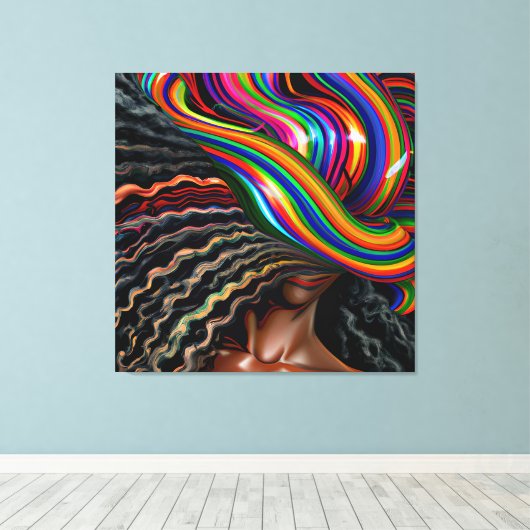 Toile Ne touchez pas mes cheveux Black Melanin Afro Quee (Insitu (Plancher de Bois))