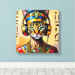 TOILE NEFERTITI REINE DU NIL- CHAT ABBYSIN