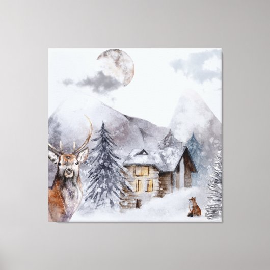 Toile Neige et caribou et renard (Recto)