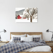Toile Neige fraîche sur la grange rouge (Insitu(Chambre))