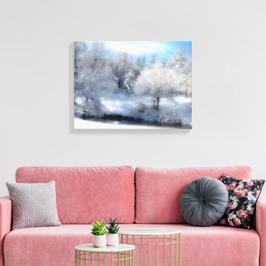 Toile Neige Surréelle Avec Des Arbres D'Hiver Blanches F (Insitu(Salon))