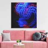 Toile Neon Blue Dragon Black Arrière - plan brillant (Insitu(Salon))