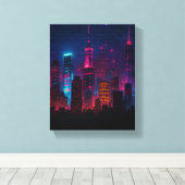 Toile Neon City Skyline : Rétro-futurisme (Insitu (Plancher de Bois))
