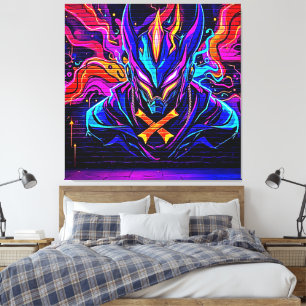 Toile Neon Cyber Guardian Art