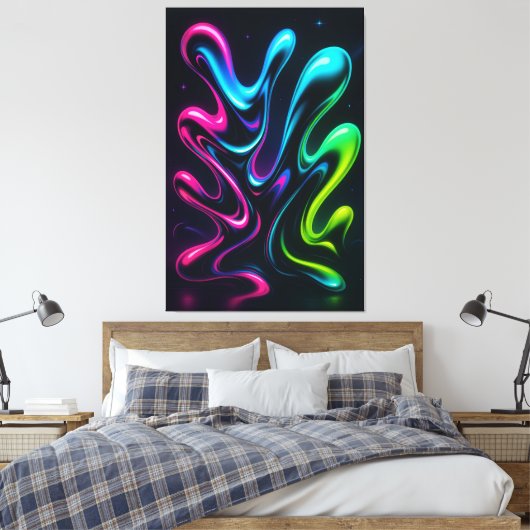 Toile Neon Dreams II Abstract Canvas | Chrome Wall Art (Insitu(Chambre))