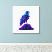 Toile Neon Eagle on Glowing Rock – Cyberpunk Style (Insitu (Plancher de Bois))