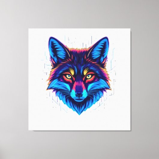 Toile Neon Fox Face – Vibrant Glowing Design (Recto)