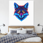 Toile Neon Fox Face – Vibrant Glowing Design (Insitu(Chambre))