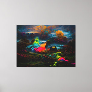 Toile Neon Ghosts dans un paysage d'Imaginaire hanté