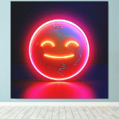 Toile Neon Glow Happy Face Art (Insitu (Plancher de Bois))