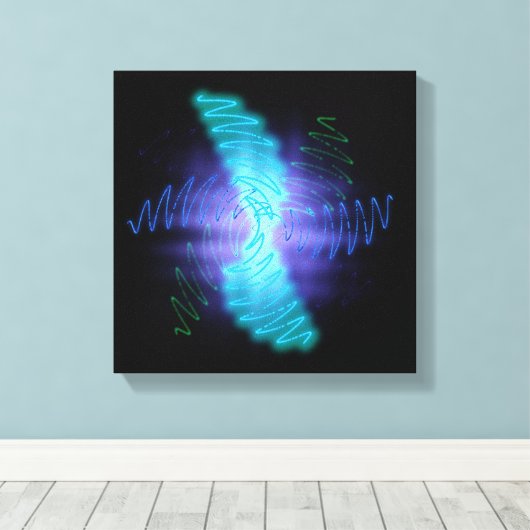 Toile Neon Glowing Sound Waves (Insitu (Plancher de Bois))