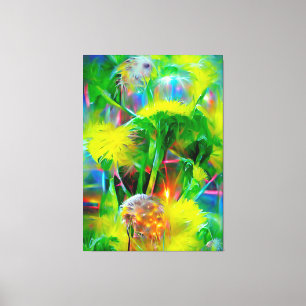 Toile Neon Llow Dandelions dans Dream Garden