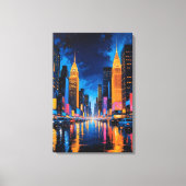 Toile Neon Metropolis - Vibrant Nightscape Art (Recto)
