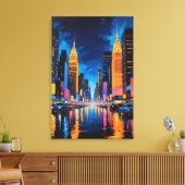 Toile Neon Metropolis - Vibrant Nightscape Art (Insitu(Salon))