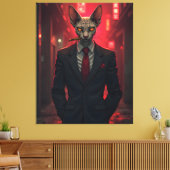 Toile Neon Noir Sphynx Cat in Mafia Style (Insitu(Salon))