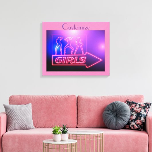 Toile Neon Pink Girls Sign Thunder_cove (Insitu(Salon))